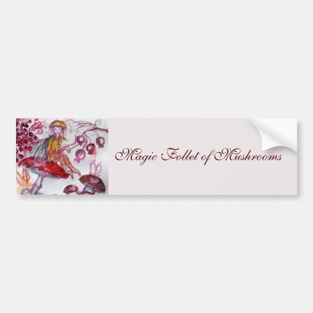 MAGIC FOLLET OF MUSHROOMS Red White Floral Fantasy Autoaufkleber (Vorne)