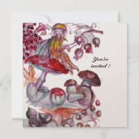 MAGIC FOLLET OF MUSHROOMS Red White Floral Fantasy