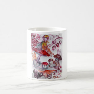 MAGIC FOLLET OF MUSHROOMS Red White Floral Fantasy Tasse