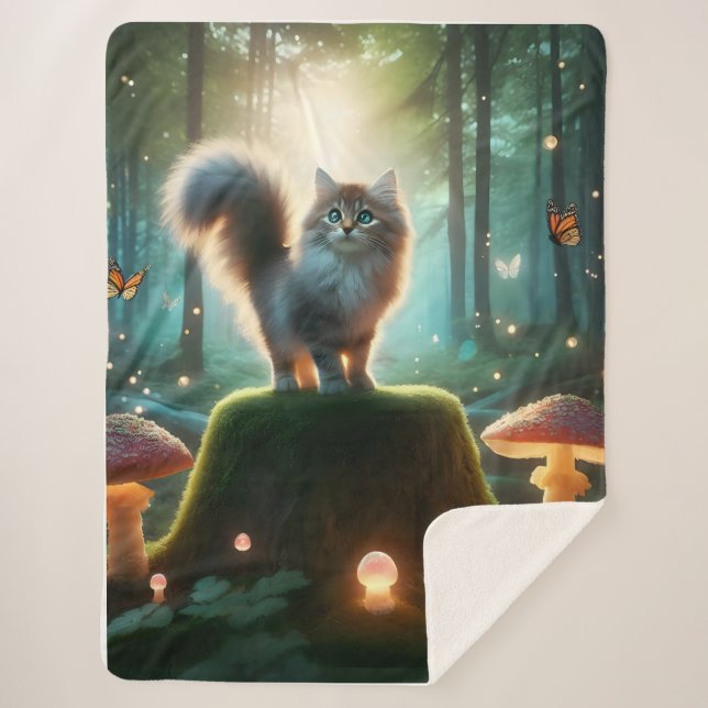 Magic Forest Cat Blanket Sherpadecke (Vorderseite)