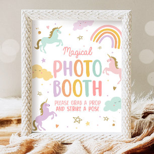 Magic Foto Booth Unicorn Girl Birthday Party Poster