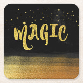 *~* MAGIC Gold & Black Chic Magie Gute Bilder Rechteckiger Pappuntersetzer