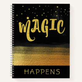 *~* MAGIC Gold & Black Girly Magic Good Vibes Notizbuch