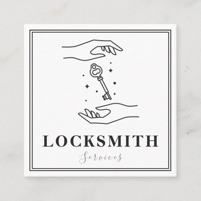 Magic Hands & Key Locksmith Services Elegant Quadratische Visitenkarte (Vorderseite)