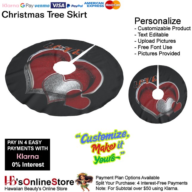 Magic Heart Black Tree Skirt Polyester Weihnachtsbaumdecke (Magic Heart Tree Skirt with Black Background.)