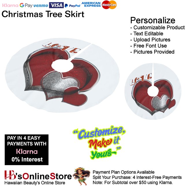 Magic Heart Tree Skirt Polyester Weihnachtsbaumdecke (Magic Heart Tree Skirt with White Background.)