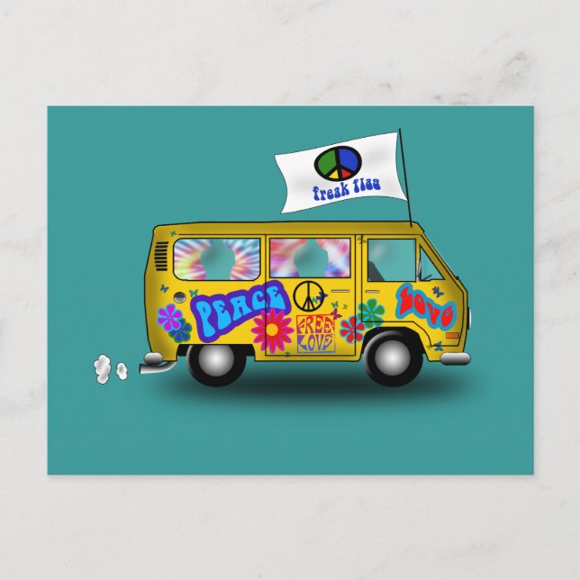 Magic Hippie Van Postkarte (Vorderseite)