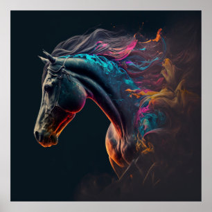 Magic Horse, Abstract Colors , Art Print Wall Poster