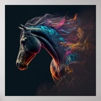 Magic Horse, Abstract Colors , Art Print Wall Poster