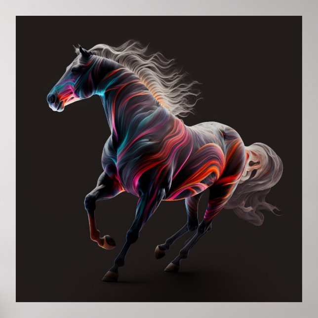 Magic Horse, Abstract Colors , Art Print Wall Poster (Vorne)