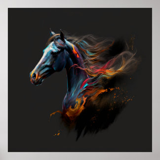 Magic Horse, Abstract Colors , Art Print Wall Poster