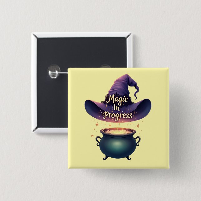 Magic In Progress Witch Hat & Cauldron Button (Vorne & Hinten)