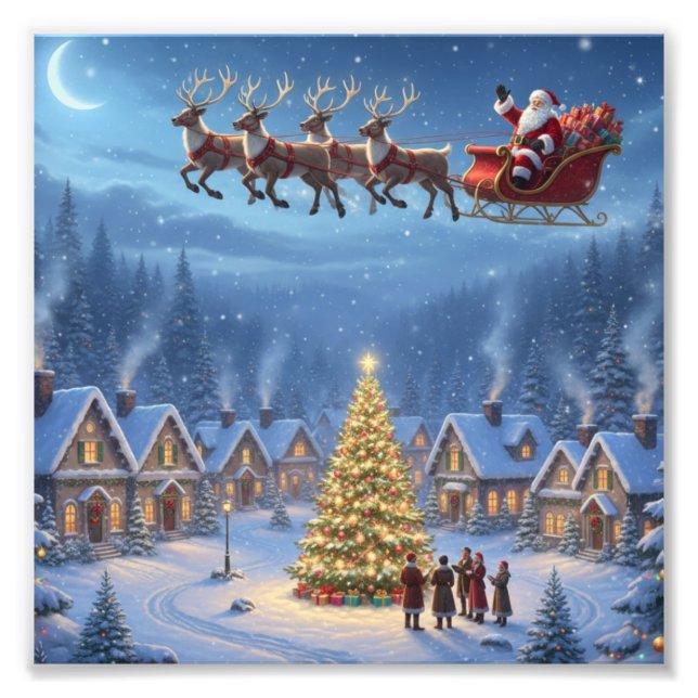 Magic in the Midnight Sky-Christmas Village Print Fotodruck (Vorne)