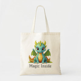 Magic Inside Green Blue Baby Dragon Tote Bag Tragetasche
