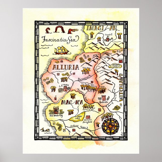 Magic Lands Fantasy Map Poster (Vorne)