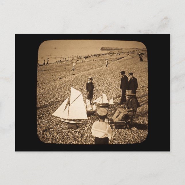 Magic Lantern Slide Seaside, Dieppe Frankreich Postkarte (Vorderseite)