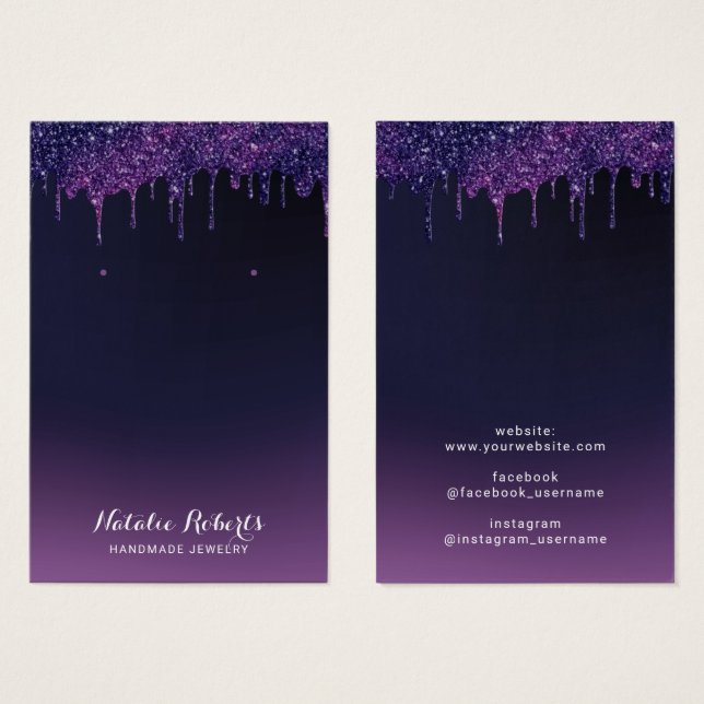 Magic Lila Glitzer Tropfen Schmuck Ohrring Display (Vorne & Hinten)