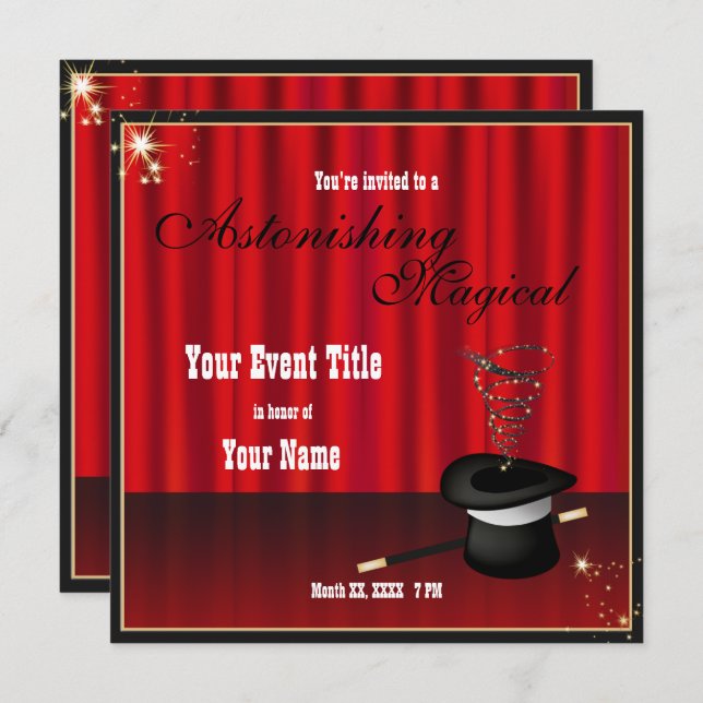 Magic Magician Event Custom Einladung (Vorne/Hinten)