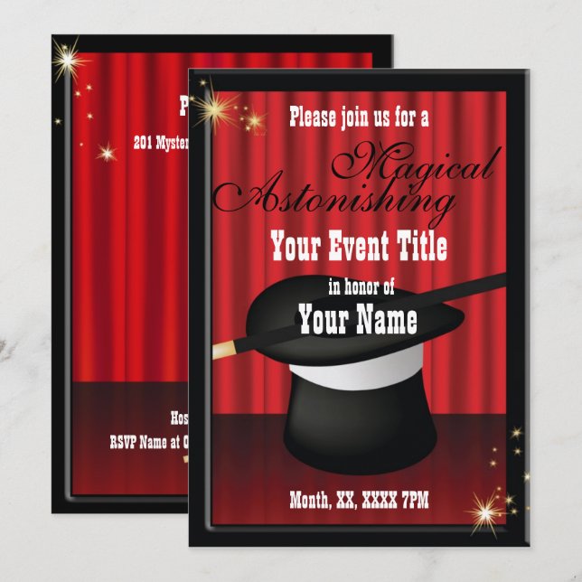 Magic Magician Party Sondereinladung Einladung (Vorne/Hinten)