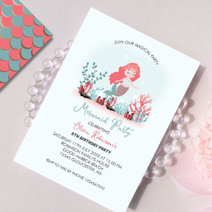 Magic Mermaid Princess Birthday Party Einladung