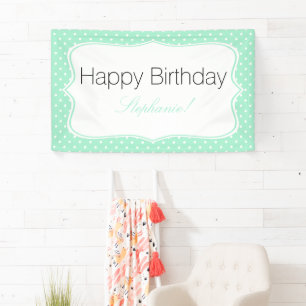 Magic Mint und White Polka Dot Geburtstagsparty Banner