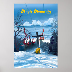 Magic Mountain Vermont Skigebiet Reiseplakat Poster
