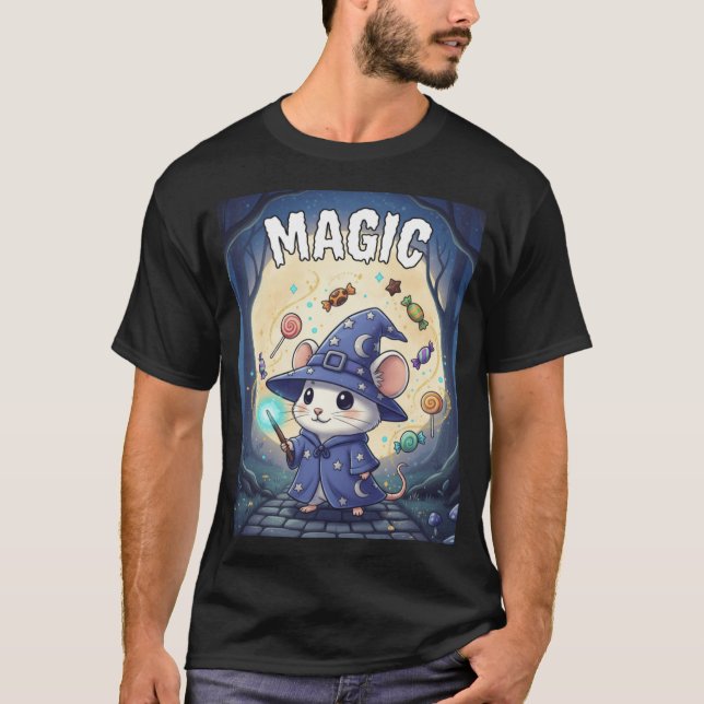 Magic – Mouse Wizard Halloween TinyFur Tee (Vorderseite)