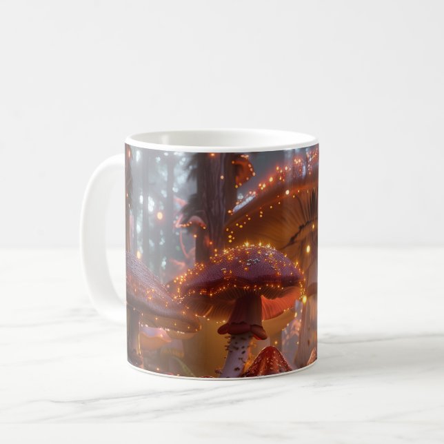 Magic Mushroom Fairy Forest Digitale Kunst Kaffeetasse (Vorderseite Links)