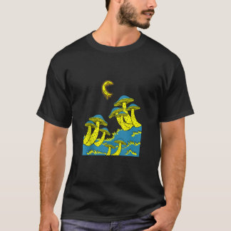 Magic Mushroom Moon Psychedelic Trippy EDM Galaxy T-Shirt