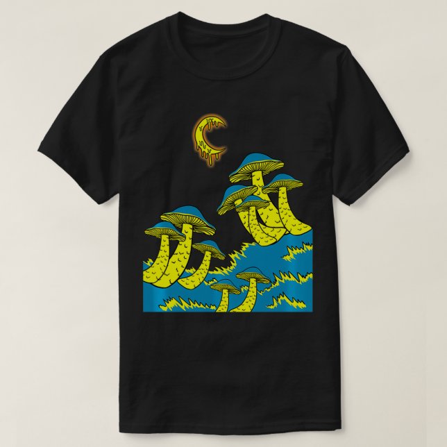 Magic Mushroom Moon Psychedelic Trippy EDM Galay G T-Shirt (Design vorne)