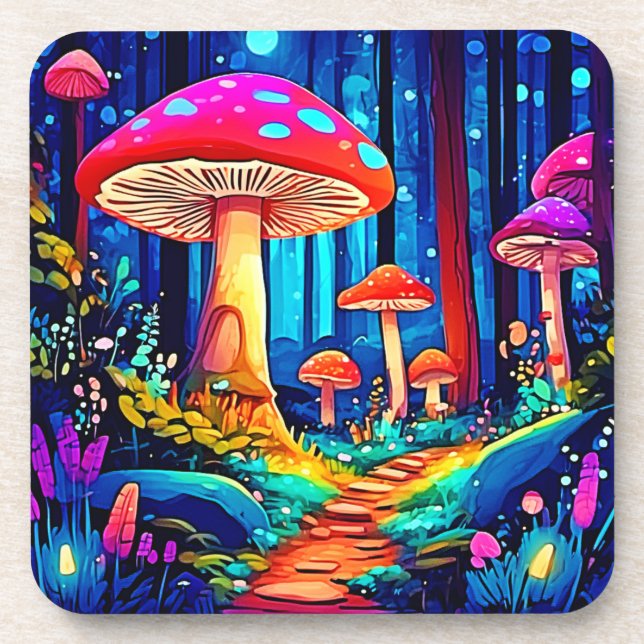 Magic Mushroom Path Design Getränkeuntersetzer (Vorderseite)