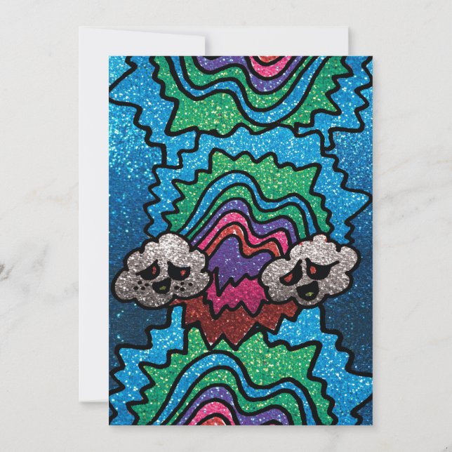 Magic Mushroom Rainbow Glitzer Whimsical Geburtsta Einladung (Rückseite)