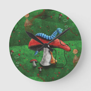 Magic Mushroom Runde Wanduhr