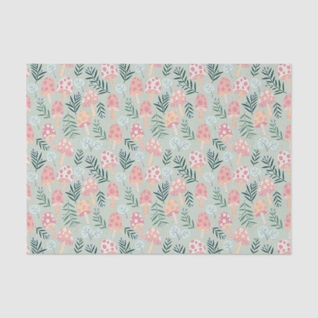 Magic Mushrooms Forest Pattern Seidenpapier (Vorderseite)