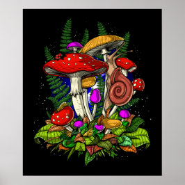 Magic Mushrooms Fungi Poster