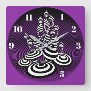 Magic Mushrooms optisches Design quadratische Wall Quadratische Wanduhr