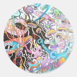 Magic Mushrooms Round Sticker