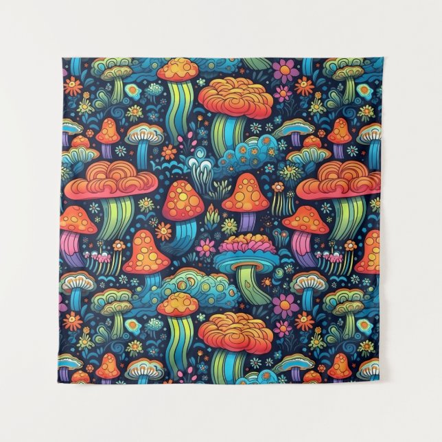 Magic Mushrooms Wandteppich (Vorderseite)