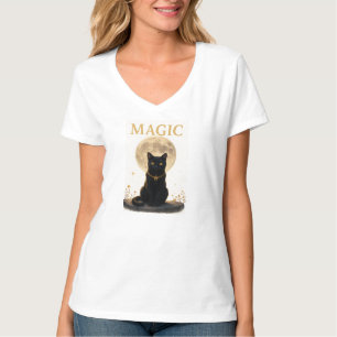 MAGIC - Mystic Black Cat & Full Moon Design T-Shirt