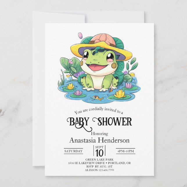 Magic Niedlich Frog Baby Dusche Einladung (Vorderseite)