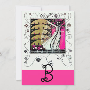 MAGIC OF THE SPRING, Fuchsia, grün gelb, schwarz Einladung