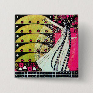 MAGIC OF THE SPRING hell rosa Schwarz-weiß gelb Button