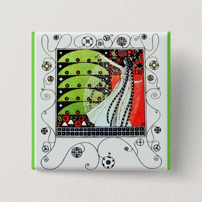 MAGIC OF THE SPRING hell rot Schwarz-weiß grün Button (Vorderseite)