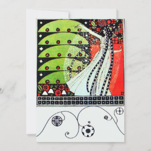 MAGIC OF THE SPRING, hell rot Schwarz-weiß grün Einladung