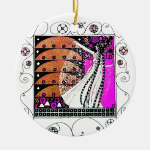 MAGIC OF THE SPRING violet braune Keramik Ornament