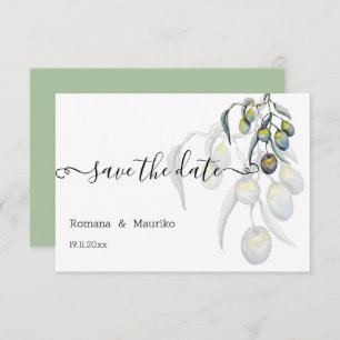 Magic Olive Watercolor Handgemalt Save The Date
