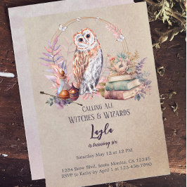 Magic Owl Girl Wizard Geburtstagseinladung Einladung