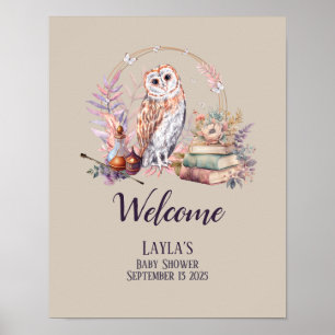 Magic Owl Welcome Baby Dusche Poster