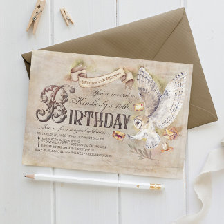 Magic Owl Wizard Einladungen zum Geburtstag