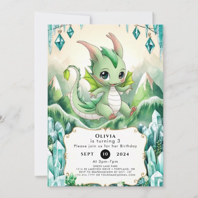 Magic Pastel Dragon Birthday Einladung (Vorderseite)